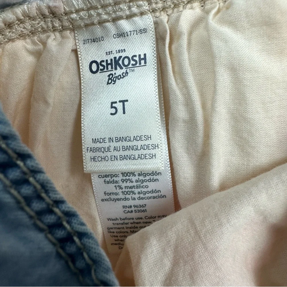 Osh Kosh B’Gosh Cute Toddler Denim Floral Overall Dress Size 5T